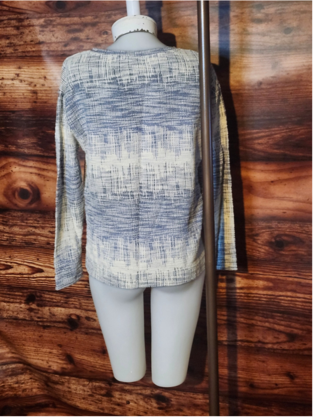 Women's Lane and Delancey Long Sleeve Tee Blue White Size M - Picture 3 of 4